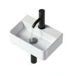 Wall Hung Bathroom Vessel Sink QISHKA Rectangular Ceramic Vanity-0