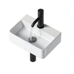 Wall Hung Bathroom Vessel Sink QISHKA Rectangular Ceramic Vanity-0