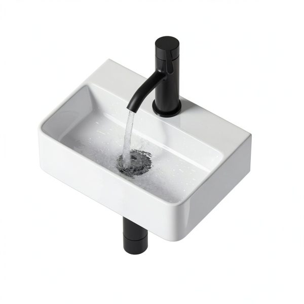Wall Hung Bathroom Vessel Sink QISHKA Rectangular Ceramic Vanity-0