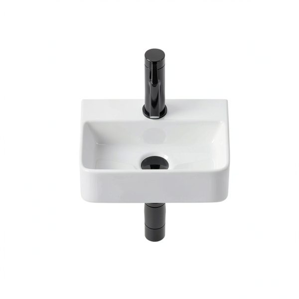 Wall Hung Bathroom Vessel Sink QISHKA Rectangular Ceramic Vanity-5
