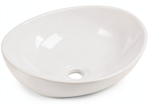 Oval Vessel Sink Mocoloo White Porcelain Bathroom 16x13 Countertop-2