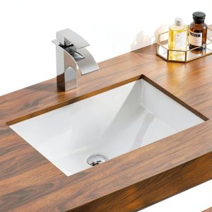 DeerValley DV-1U101 Undermount Bathroom Sink White Ceramic Rectangular-0