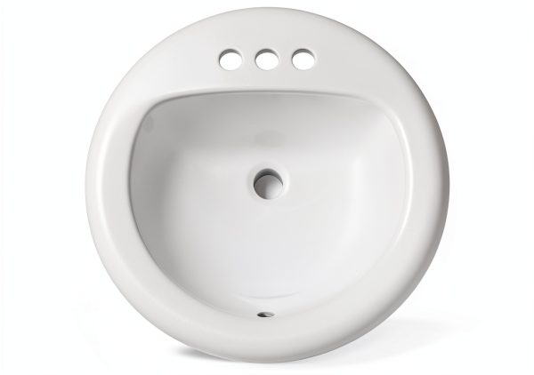 PROFLO PF194R Rockaway 19" Circular Vitreous China Drop In Bathroom Sink with Overflow and 3 Faucet Holes at 4" Centers - White-2