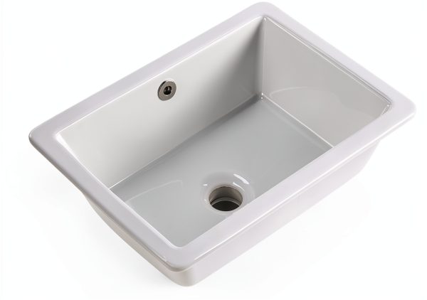 16 Inch Undermount Bathroom Sink Small Rectangle Undermount Sink White Ceramic Under Counter Bathroom Sinks with Overflow (15.70"x11.69")-0