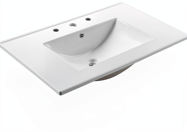 JONATHAN Y SNK1002A 30" White Ceramic Vanity Sink Top Rectangular-4