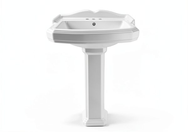 Pedestal Sink DeerValley DV-1P522 White Ceramic 23x19 Inch Overflow-1