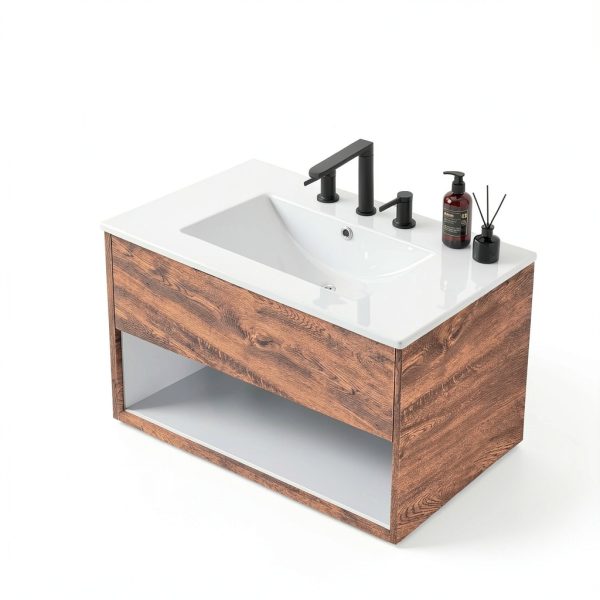 JONATHAN Y SNK1002A 30" White Ceramic Vanity Sink Top Rectangular-1