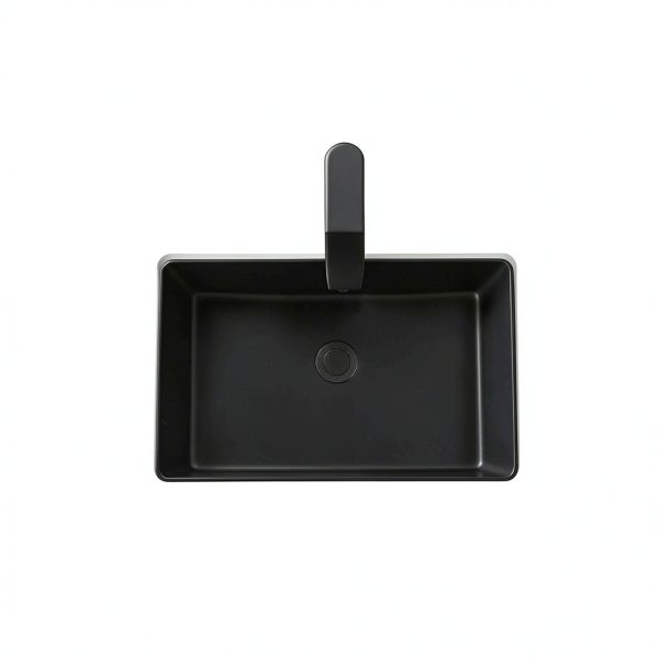 Sarlai Undermount Bathroom Sink Black Rectangular Vessel 18x12 Inch-1