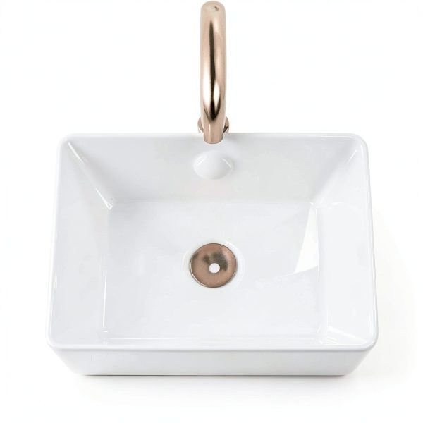 KES Bathroom Vessel Sink, Rectangular 16"X12" White Vessel Sink for Bathroom Countertop, Bathroom Sink Above Counter, Rectangle Porcelain Ceramic Small Vanity Sink, BVS110S40-1