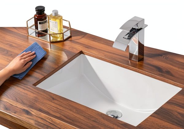 DeerValley DV-1U101 Undermount Bathroom Sink White Ceramic Rectangular-4