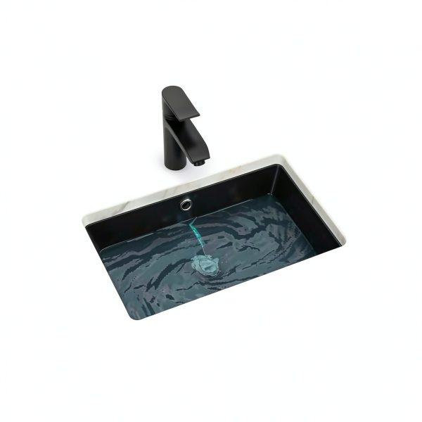 Sarlai Undermount Bathroom Sink Black Rectangular Vessel 18x12 Inch-2