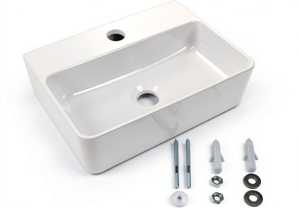 Wall Hung Bathroom Vessel Sink QISHKA Rectangular Ceramic Vanity-1