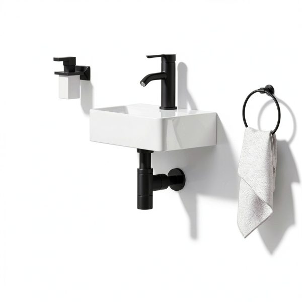 Wall Hung Bathroom Vessel Sink QISHKA Rectangular Ceramic Vanity-3